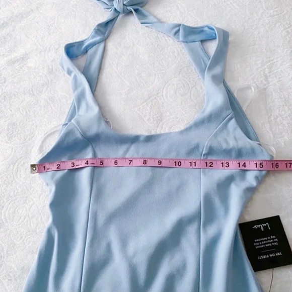 NWT Light Blue Tie Back Ponte Bodycon Mini Dress - Picture 4 of 9
